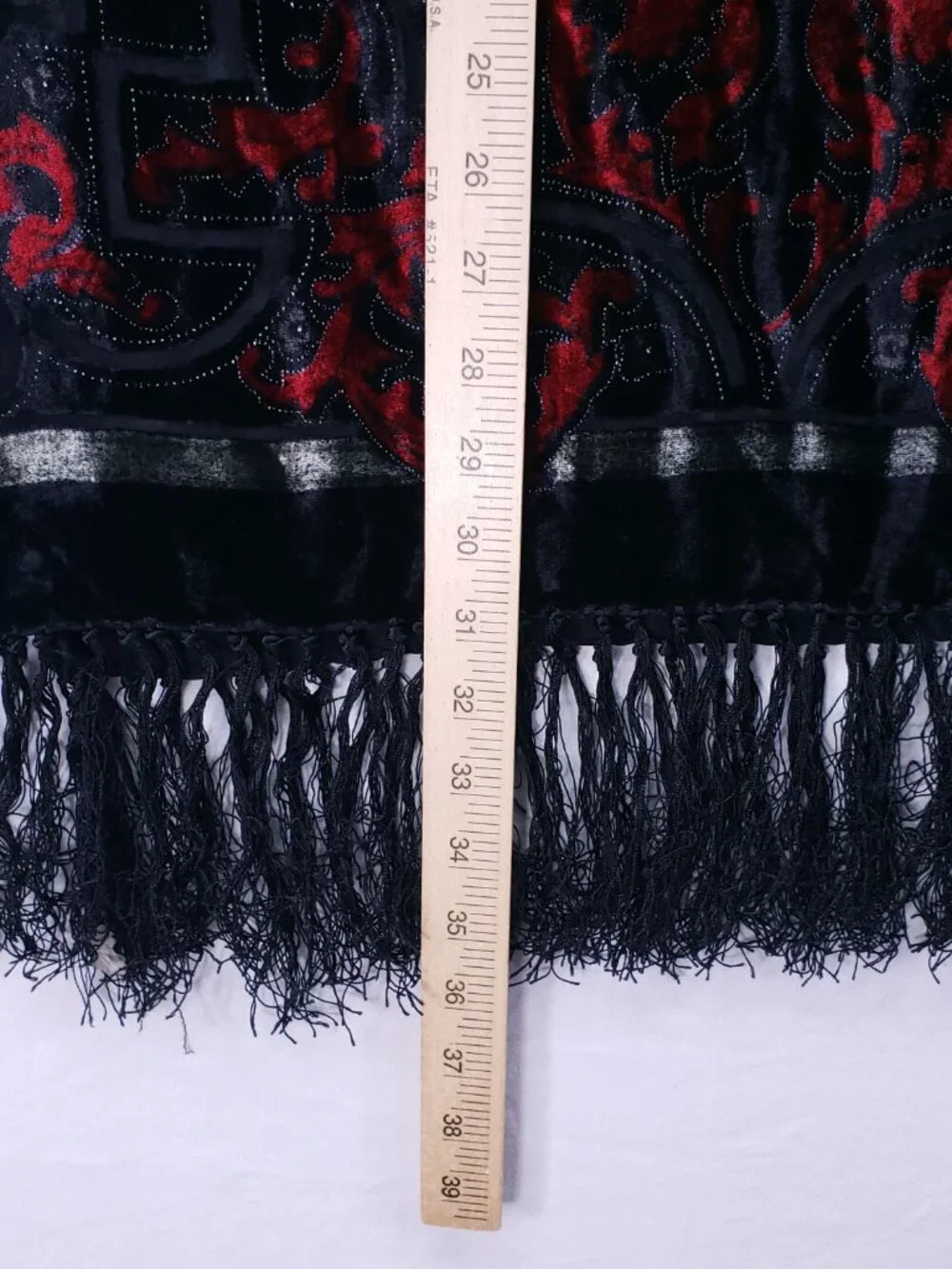100% Silk Scarf Shawl Romantic Velvet Elegant Party Renaissance Geometric Black
